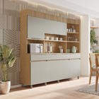 Cozinha Completa 6 Portas 3 Gavetas 220x205x45cm Madeira Carvalho e Greige Realeza Nesher
