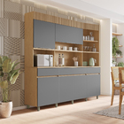 Cozinha Completa 6 Portas 3 Gavetas 220x205x45cm Madeira Carvalho e Titânio Realeza Nesher