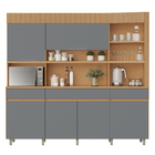 Cozinha Completa 6 Portas 3 Gavetas 220x205x45cm Madeira Carvalho e Titânio Realeza Nesher