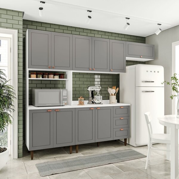 Cozinha Completa 280cm Com Tampo 4 Peças Pérola Yescasa Branc