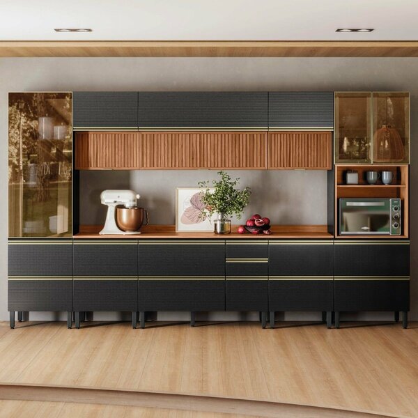 Cozinha Completa 370cm X 218,5cm Aéreo Mdf Tq E Crt 8 Peças P