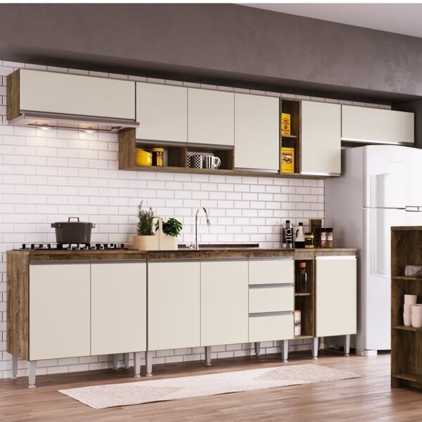 Cozinha Completa 3 Balções 3 Armários Aéreos E 2 Nichos Athena