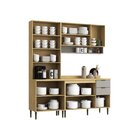Cozinha Completa 3 Peças 100% Mdf Ibiza Louro Freijó/cinza
