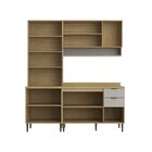 Cozinha Completa 3 Peças 100% Mdf Ibiza Louro Freijó/cinza