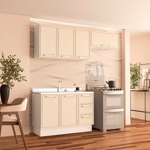 Cozinha Completa 3 Peças 224,5cmx200cm Amara Branco/creme