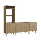 Cozinha Completa 3 Peças 6 Portas 1 Gaveta 2 Nichos Para Forn