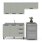 Cozinha Completa 3 Peças Sem Tampo Meena Branco/verde Oliva