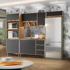 Cozinha Completa 4 Módulos 8 Portas 3 Gavetas Nature Preto Fo