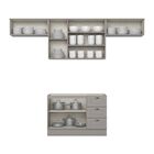 Cozinha Completa 4 Peças 100% Mdf Americana Cinza