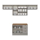 Cozinha Completa 4 Peças 100% Mdf Com Tampo Americana Cinza/n
