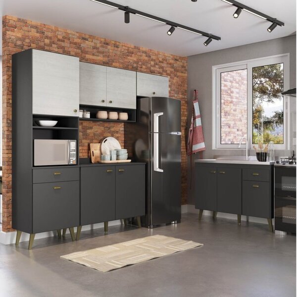 Cozinha Completa 4 Peças 10 Portas 2 Gavetas 1 Nicho Para For