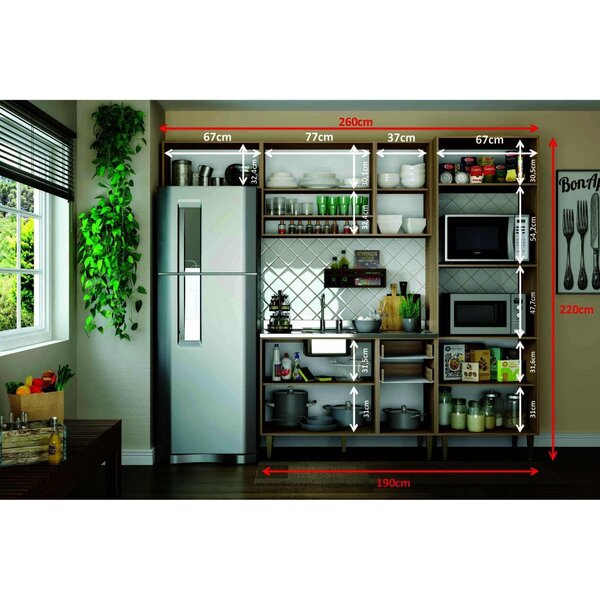 Cozinha Completa 4 Peças 10 Portas Com Basculante Cook  Natur