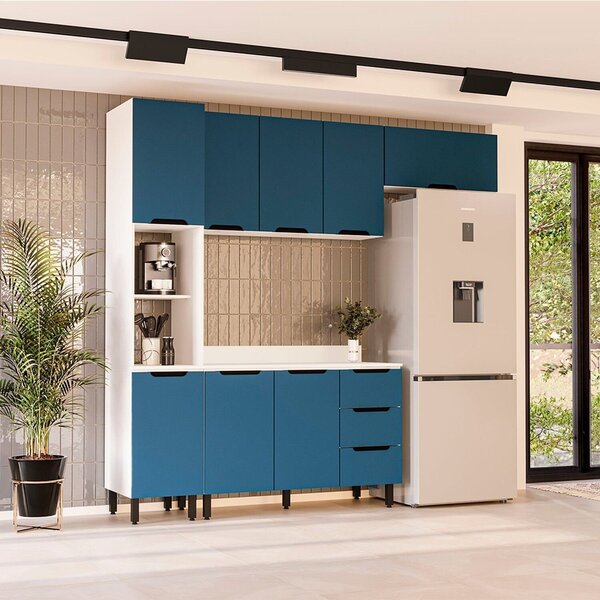 Cozinha Completa 4 Peças 224,5cm X 240cm Meena Branco/azul