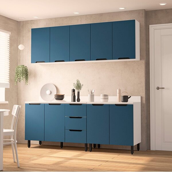 Cozinha Completa 4 Peças 224,5cm X 270cm Meena Branco/azul