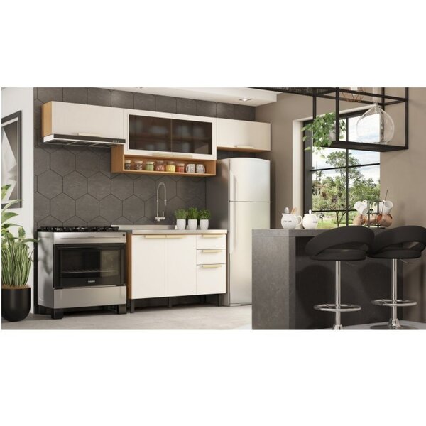 Cozinha Completa 4 Peças 7 Portas 2 Gavetas 1 Em Mdf Com Pia