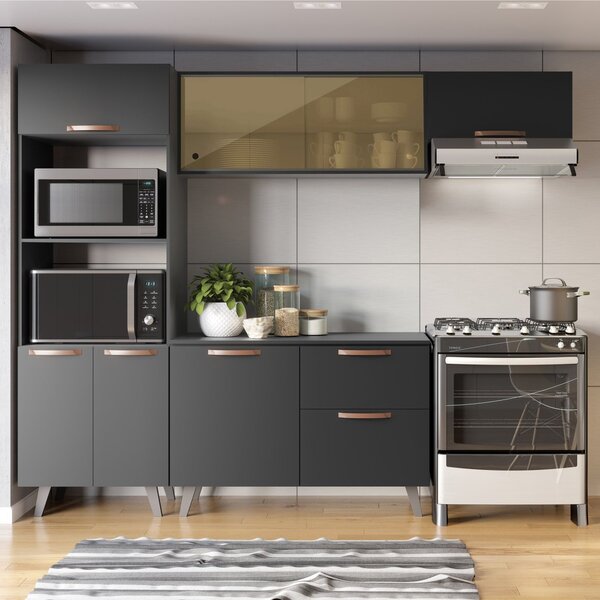 Cozinha Completa 4 Peças 8 Portas 1 Gaveta 2 Nichos Para Forn