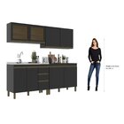 Cozinha Completa 4 Pecas 8 Portas 3 Gavetas Cecilia  Preto