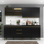 Cozinha Completa 4 Pecas 8 Portas 3 Gavetas Cecilia  Preto