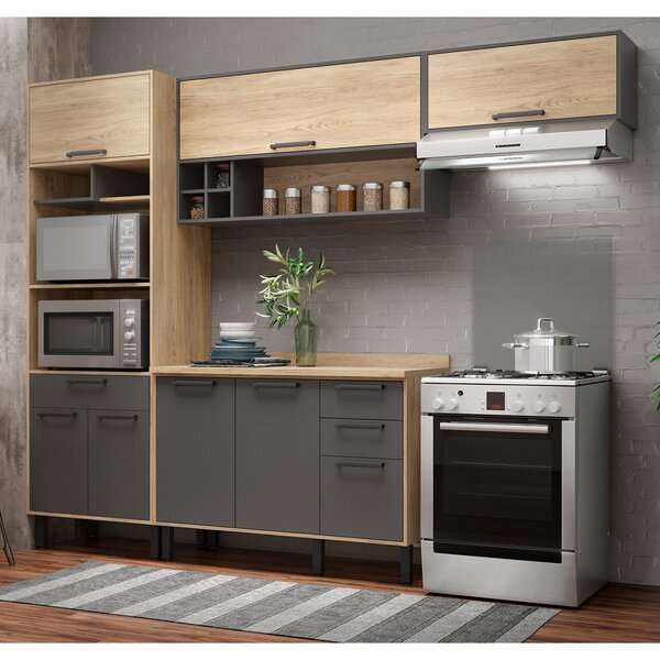 Cozinha Completa 4 Peças 8 Portas 3 Gavetas Com Balcão Jasmim