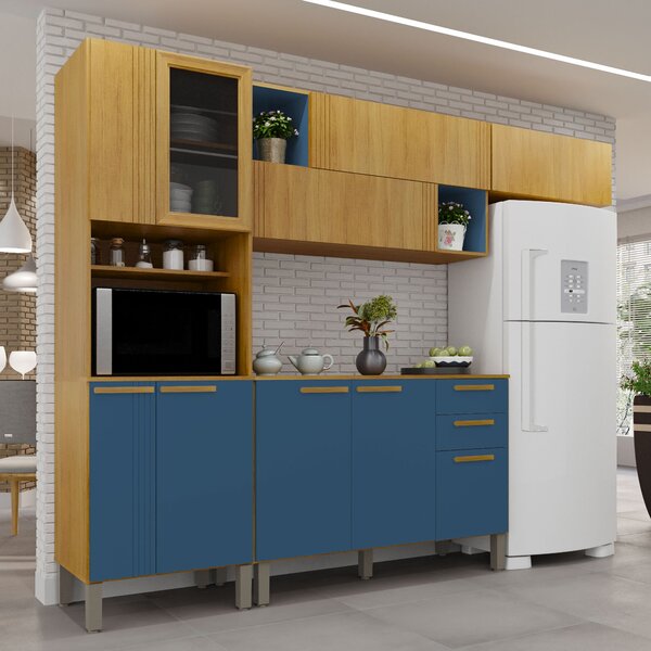 Cozinha Completa 4 Peças Amanda Cinamomo / Azul Turquesa