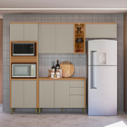 Cozinha Completa 4 Peças Arya 100% Mdf Jequitibá/gris Fosco -