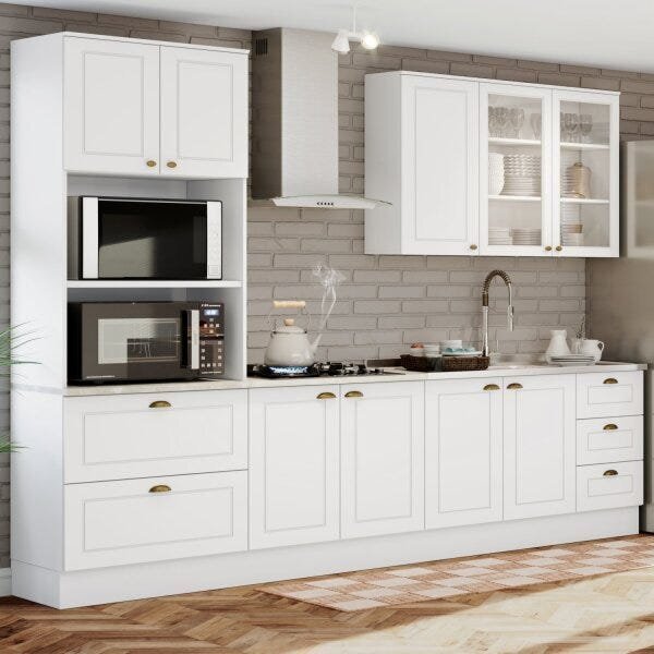 Cozinha Completa 4 Peças Com Aéreo Americana  Branco