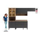 Cozinha Completa 4 Peças Com Armário E Balcão Mel/grafite