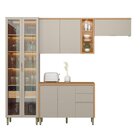 Cozinha Completa 4 Peças Com Cristaleira Allure Jequitibá/gri