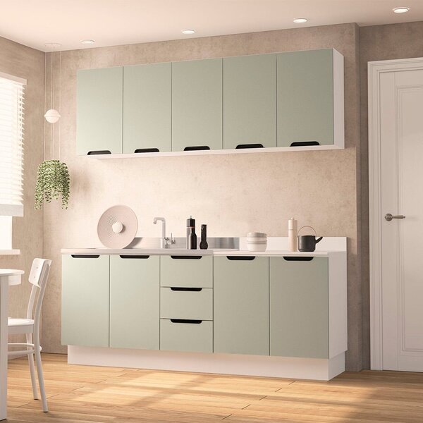 Cozinha Completa 4 Peças Sem Tampo Meena Branco/verde Oliva