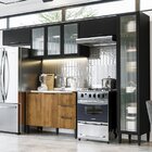 Cozinha Completa 5 Módulos 8 Portas 3 Gavetas Canelone  Preto