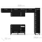 Cozinha Completa 5 Módulos 8 Portas 3 Gavetas Canelone  Preto