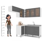 Cozinha Completa 5 Módulos 8 Portas 3 Gavetas Fettuccine  Bra