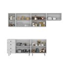 Cozinha Completa 5 Peças 100% Mdf Bp 2 Balcões 3 Aereos Maran