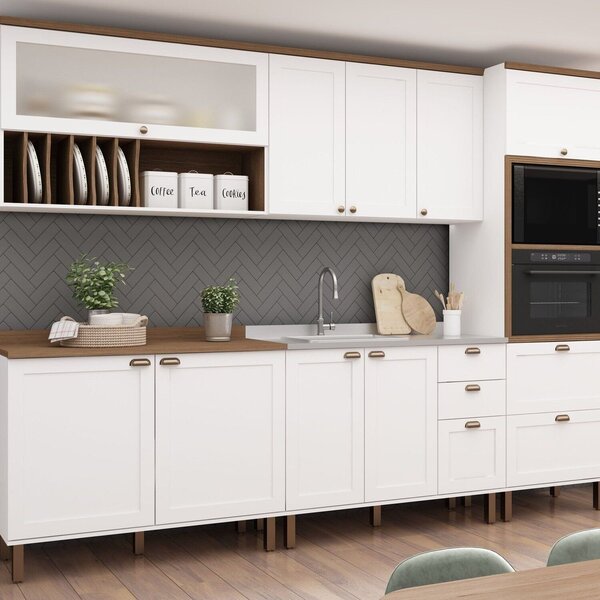 Cozinha Completa 5 Peças 100% Mdf Iluminata Branco/ébano