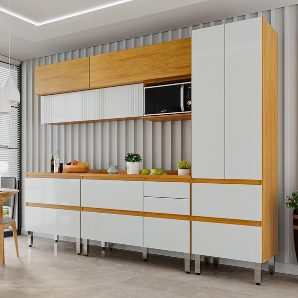 Cozinha Completa 5 Peças 100% Mdf Paloma Cinamomo / Branco Ac