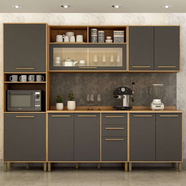 Cozinha Completa 5 Peças 10 Portas 2 Gavetas Salvador Marrom/