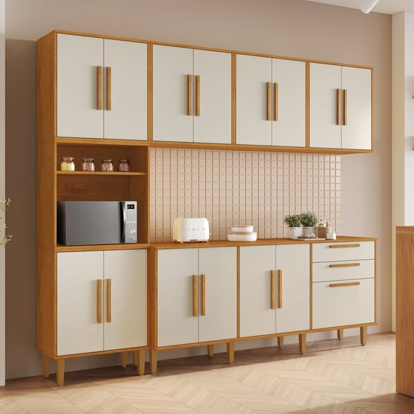 Cozinha Completa 5 Peças 15 Portas 2 Gavetas Lorena Nature/of