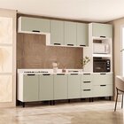 Cozinha Completa 5 Peças 224,5cmx270cm Meena Branco/verde Oli