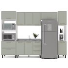 Cozinha Completa 5 Peças 224,5cmx310cm Amara Branco/verde Oli