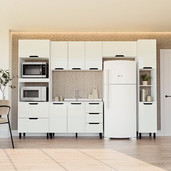 Cozinha Completa 5 Peças 224,5cmx310cm Meena Branco