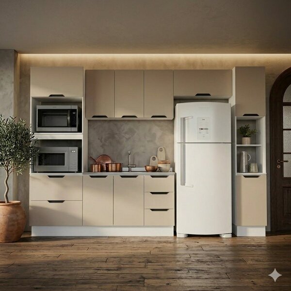 Cozinha Completa 5 Peças 224,5cmx310cm Meena Branco/creme