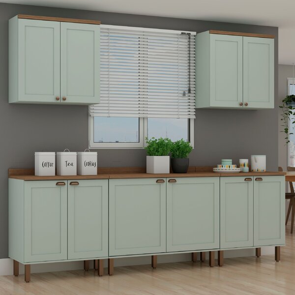 Cozinha Completa 5 Peças 3 Balcões 2 Armários Aéreos Iluminat