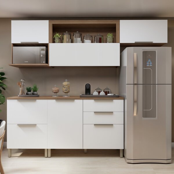 Cozinha Completa 5 Peças 5 Portas 4 Gavetas Texas Carvalho/br