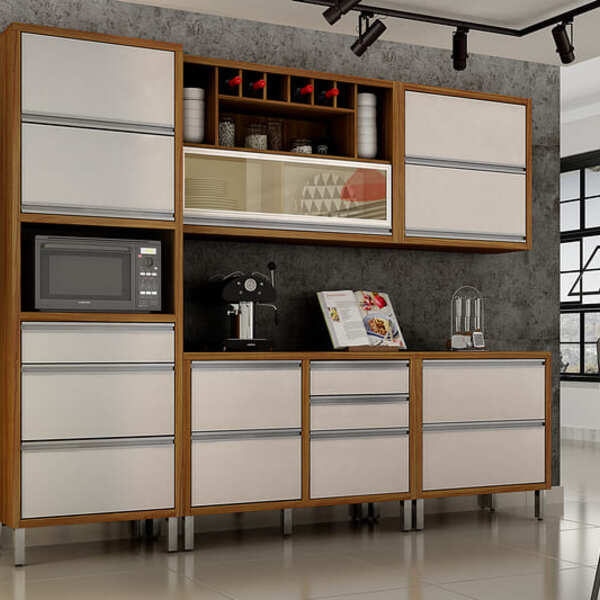 Cozinha Completa 5 Peças 8 Portas - Jade-carvalho/off White -