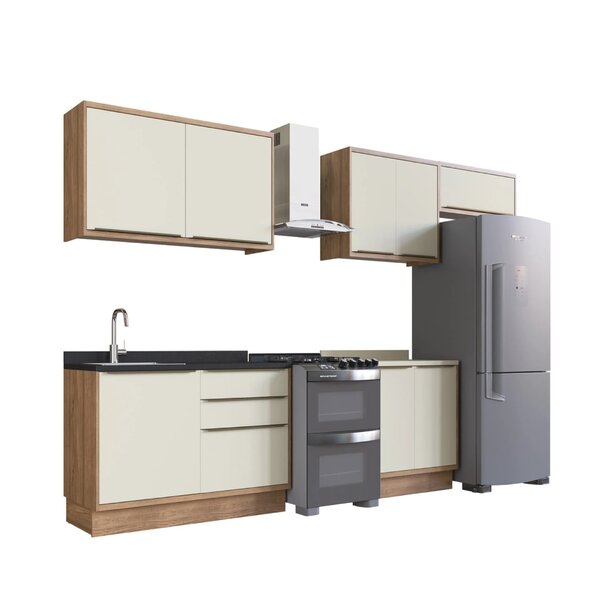 Cozinha Completa 5 Peças 8 Portas Viena Freijó / Cinza Argila