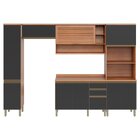 Cozinha Completa 5 Peças Com Balcão Macadâmia Freijó/grafite