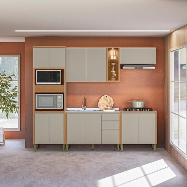 Cozinha Completa 5 Peças Com Torre Quente Allure Jequitibá/gr