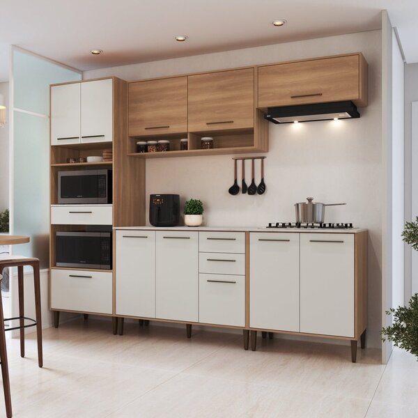 Cozinha Completa 5 Peças Com Torre Quente Jade Freijó/arenas