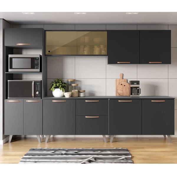 Cozinha Completa 5 Peças Com Vidro E Balcão Luíza Multimóveis