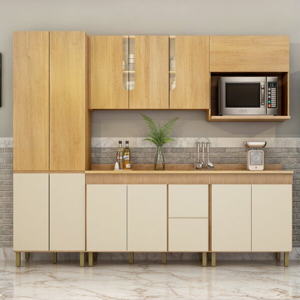 Cozinha Completa 5 Peças Dakota Aéreo Com Vidro Cinamomo/off